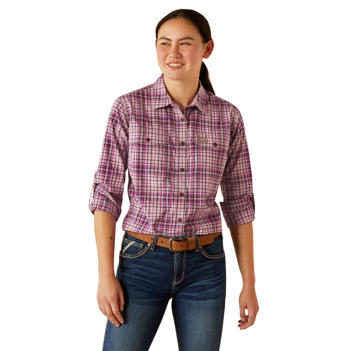 Ariat Womens Rebar Made Tough Durastretch Shirt - Smokey Grape
