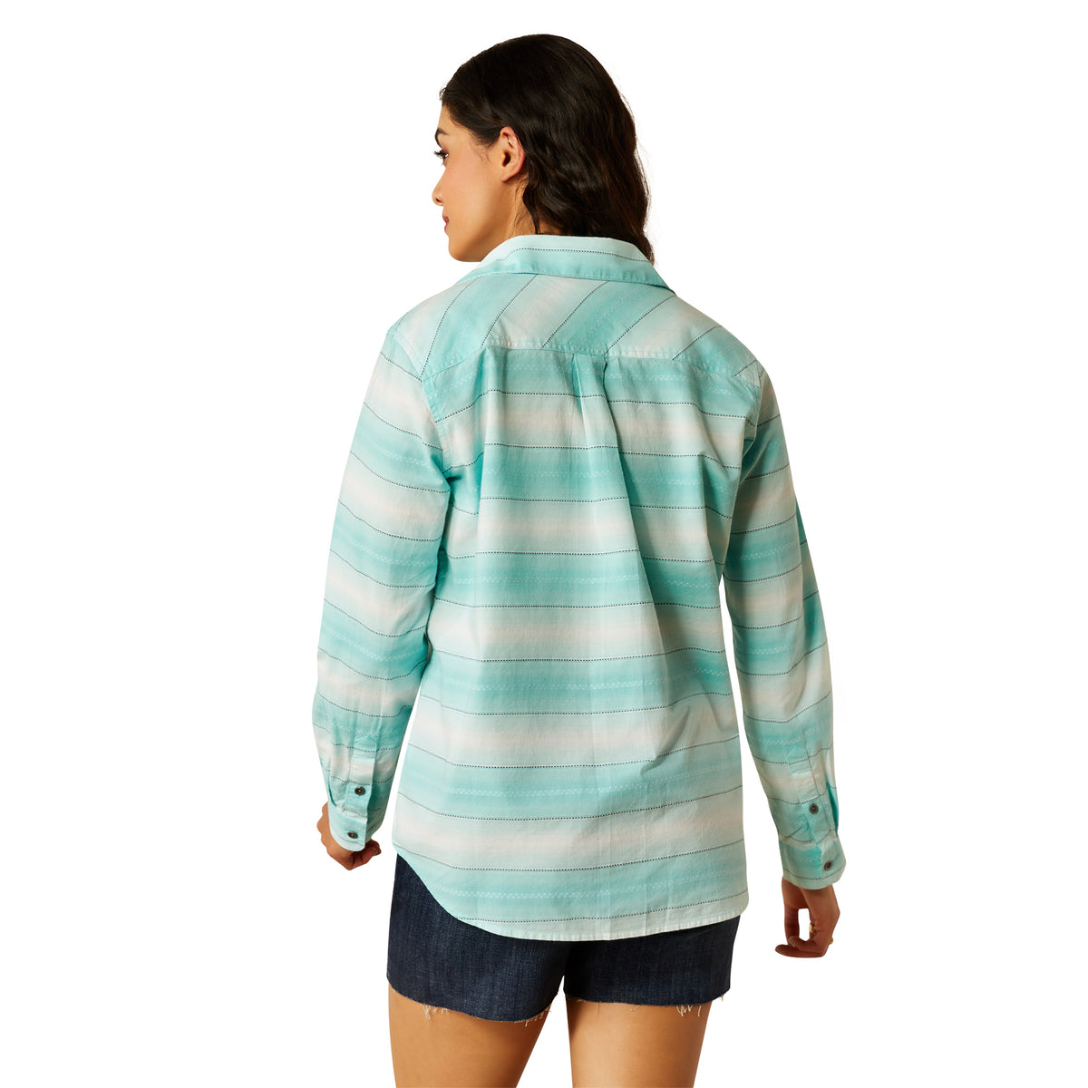 Ariat Womens Billie Jean Shirt- Turquoise Stripe