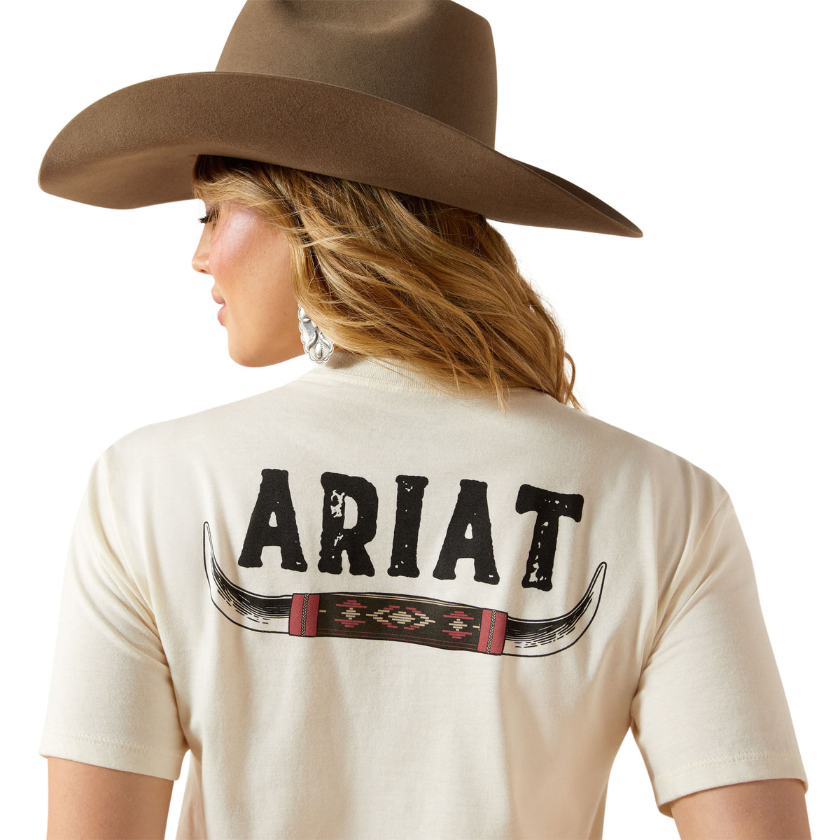Ariat Womens Bull Horns Tee - Natural