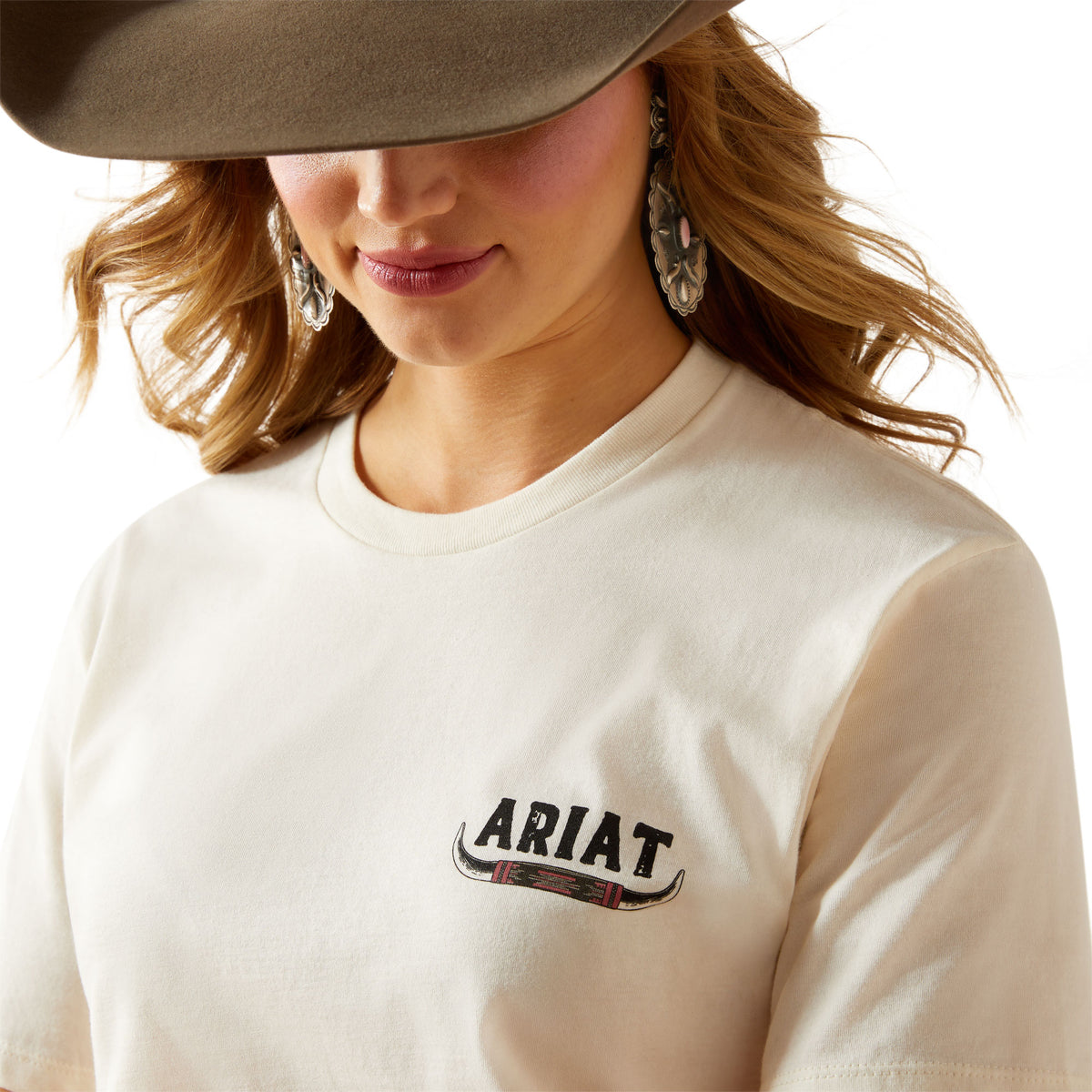 Ariat Womens Bull Horns Tee - Natural
