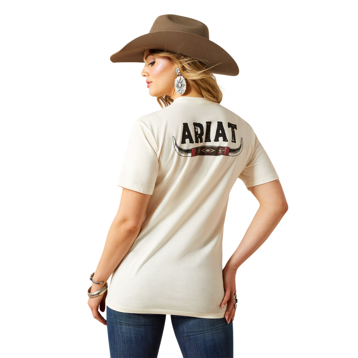 Ariat Womens Bull Horns Tee - Natural