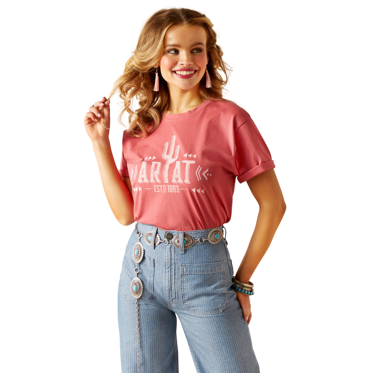 Ariat Womens Cactus Logo Tee - Slate Rose