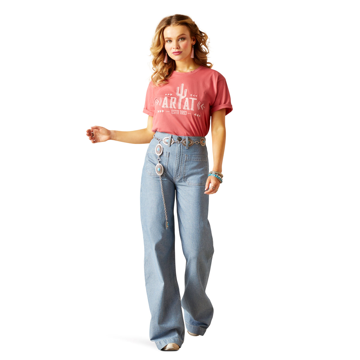 Ariat Womens Cactus Logo Tee - Slate Rose