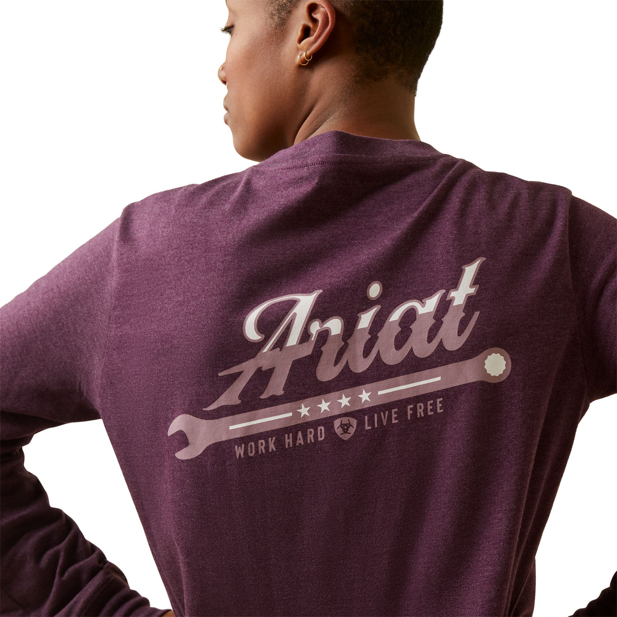Ariat Womens Rebar Cotton Strong Work Hard Long Sleeve Tee - Potent Purple Heather