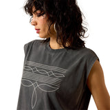 Ariat Womens Dallas Cropped Tee - Charcoal Mineral Wash