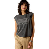 Ariat Womens Dallas Cropped Tee - Charcoal Mineral Wash