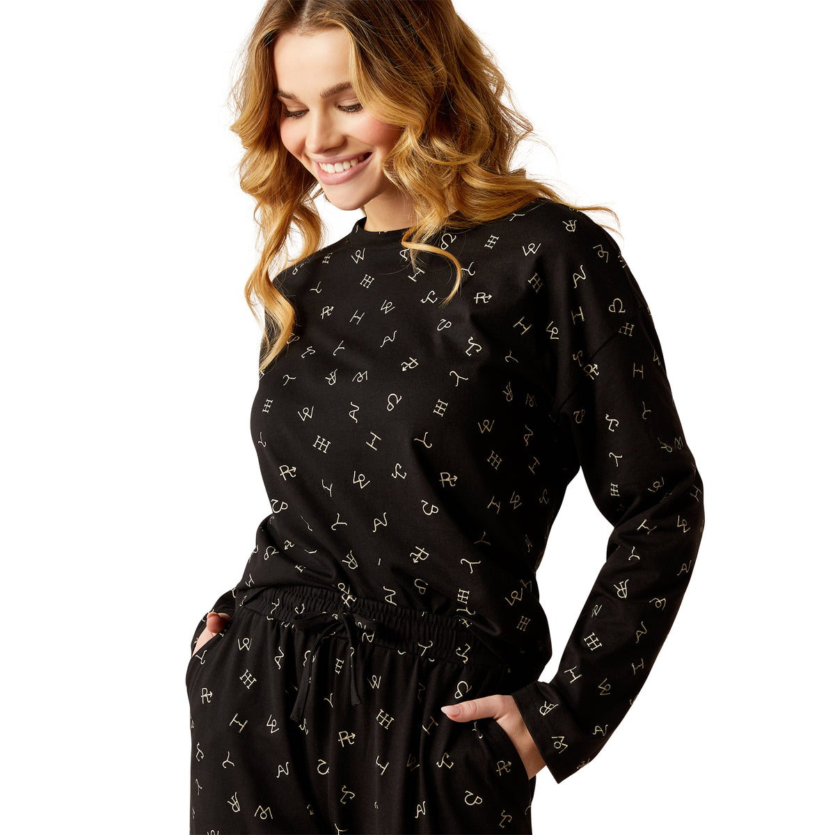 Ariat Womens Dreams Pajama Set - Cattle Brand Print