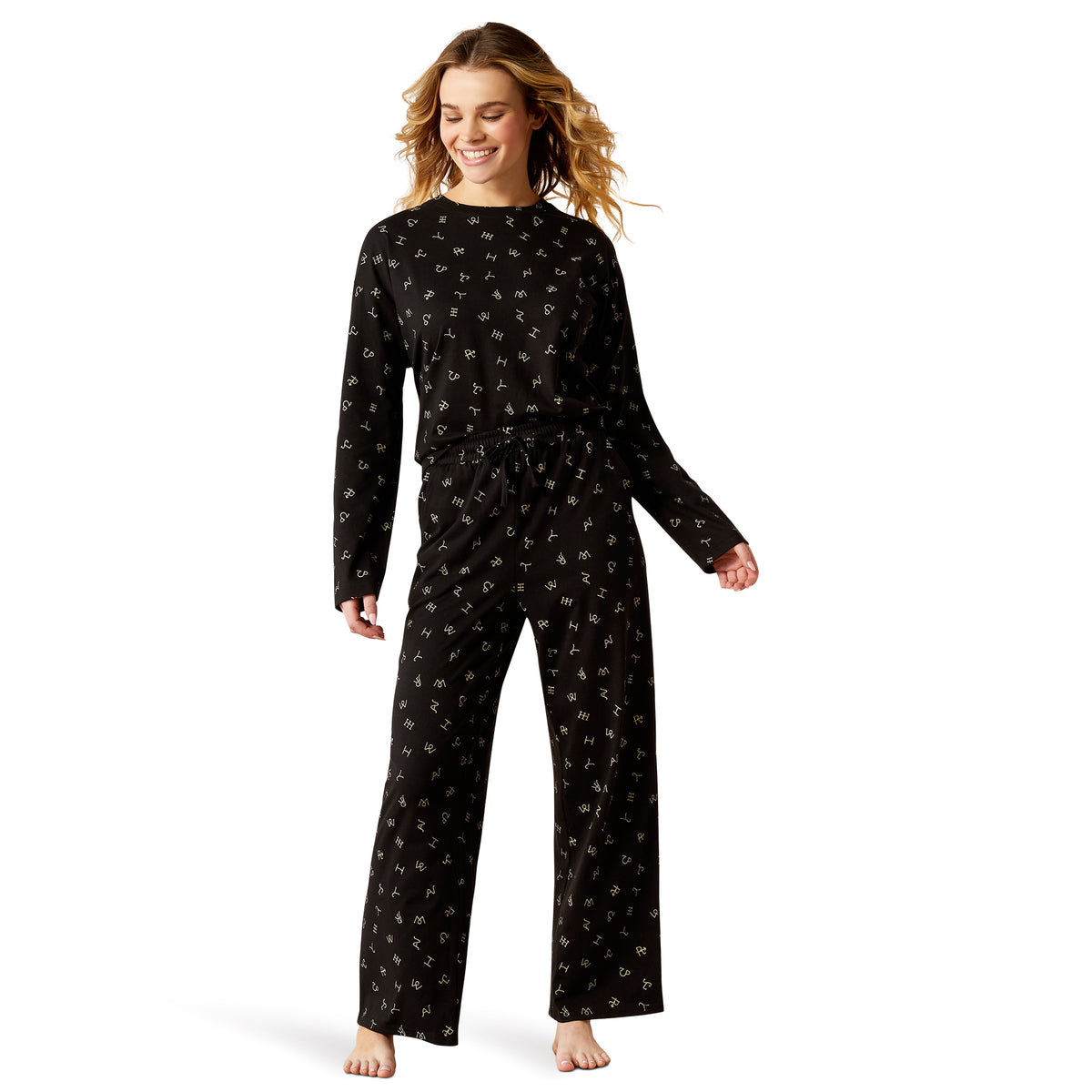 Ariat Womens Dreams Pajama Set - Cattle Brand Print