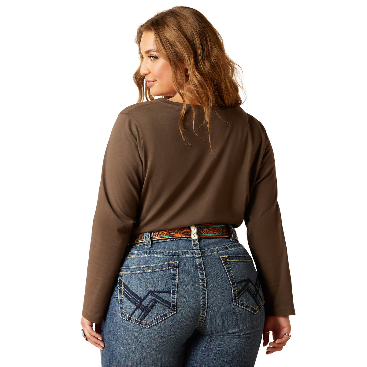 Ariat Womens Flora Long Sleeve Tee - Banyard Bark