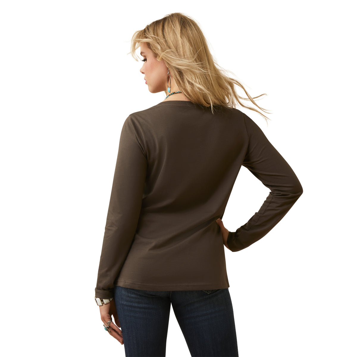 Ariat Womens Flora Long Sleeve Tee - Banyard Bark