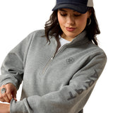 Ariat Womens Foundation Logo 1/2 Zip Sweatshirt - Heather Grey