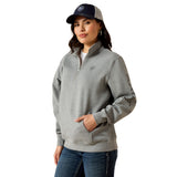 Ariat Womens Foundation Logo 1/2 Zip Sweatshirt - Heather Grey