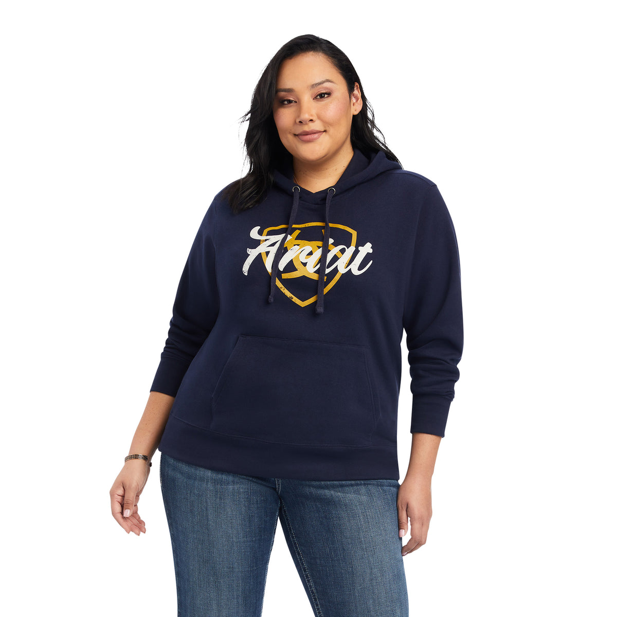 Ariat Womens Real Shield Logo Hoodie - Navy Eclipse
