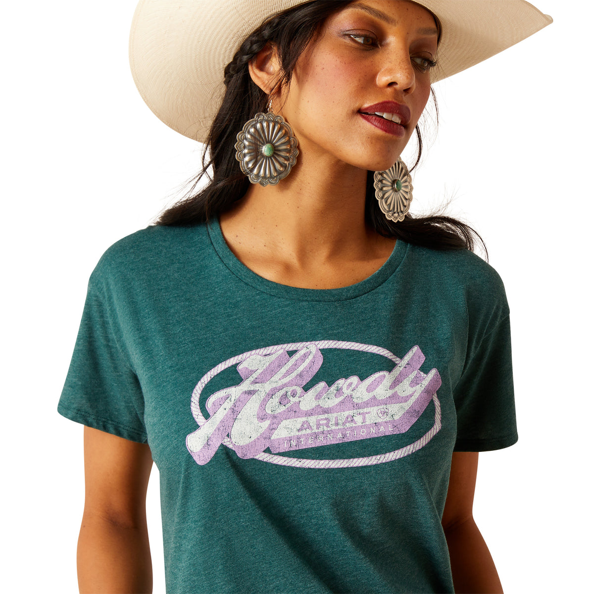 Ariat Womens Howdy Circle Tee - Dark Teal Heather