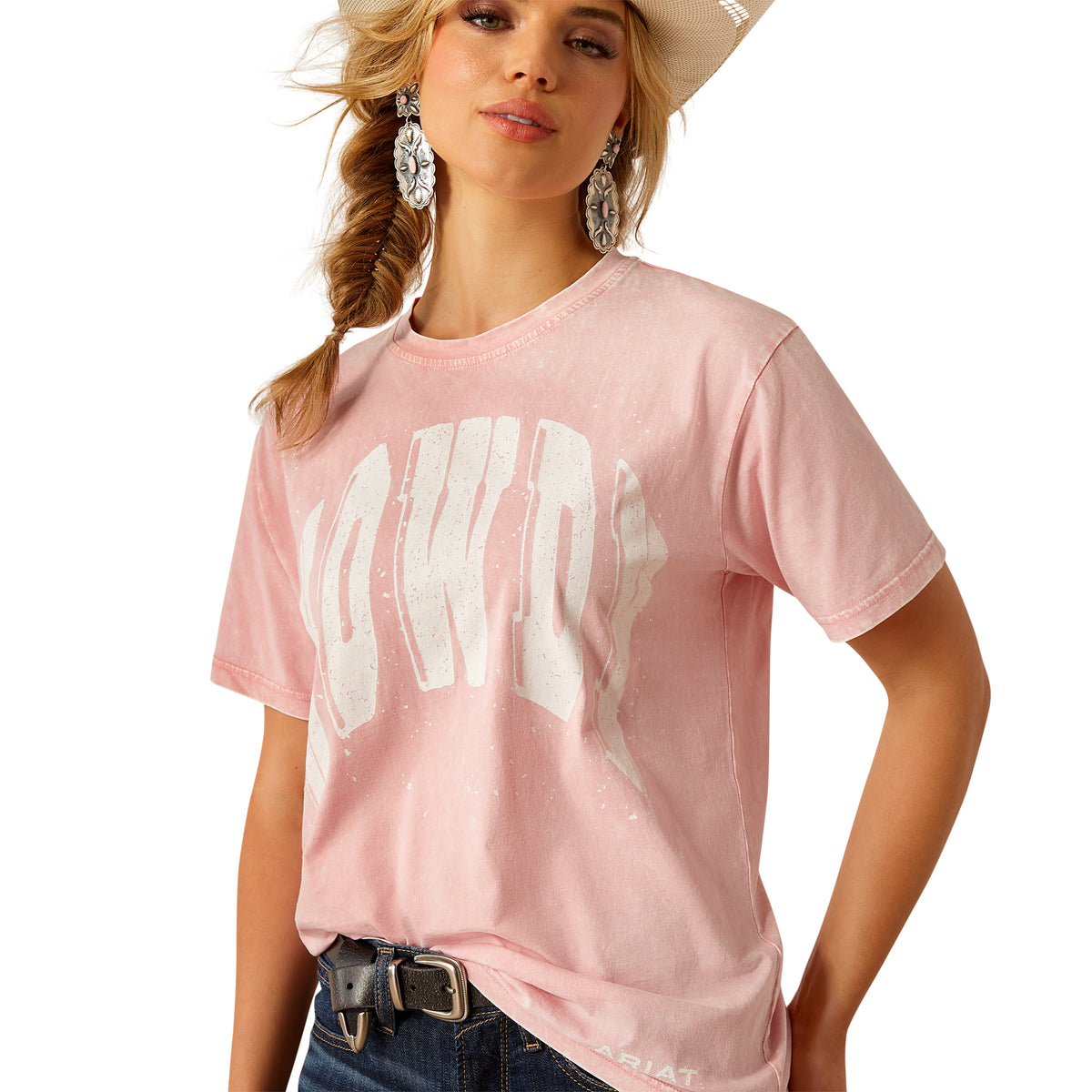 Ariat Womens Howdy Tee - Acid Wash Pink