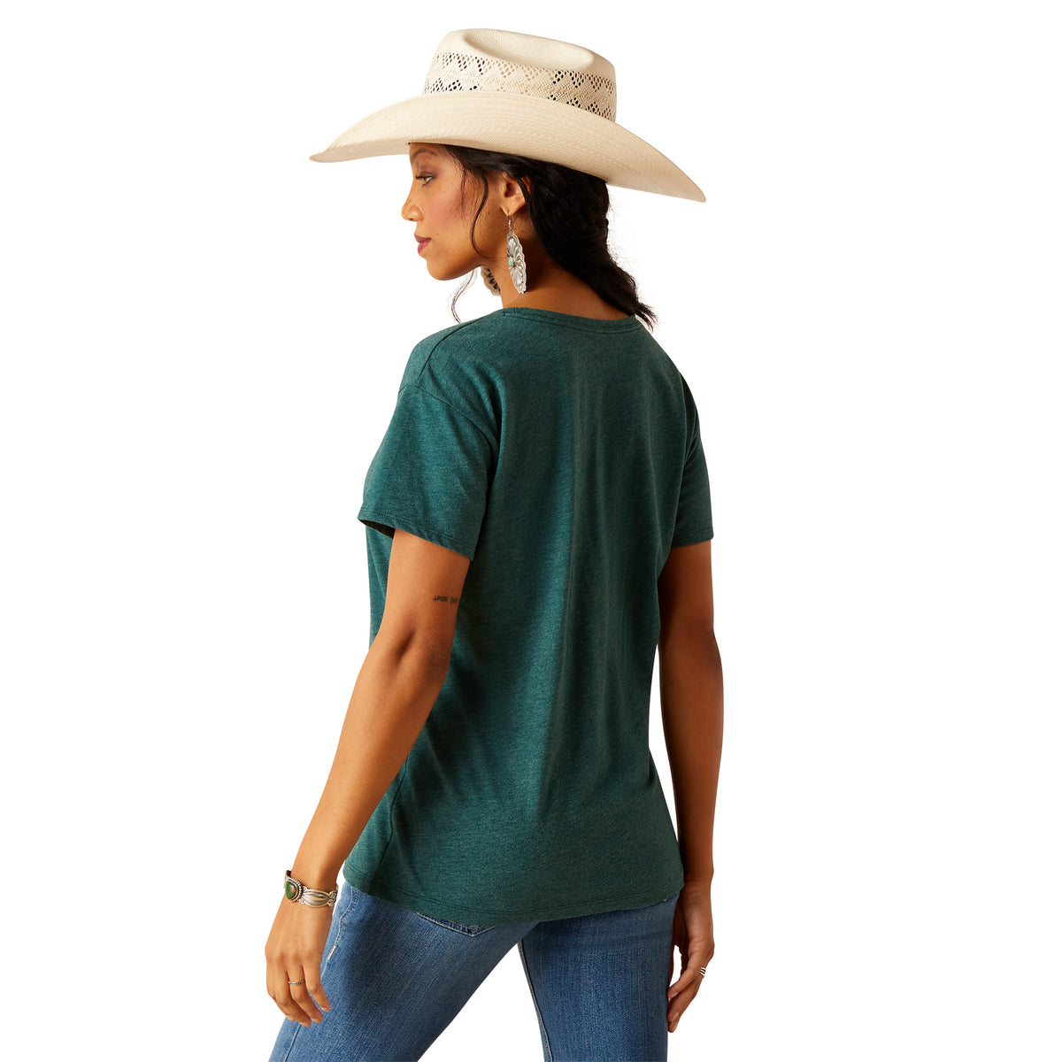 Ariat Womens Howdy Circle Tee - Dark Teal Heather