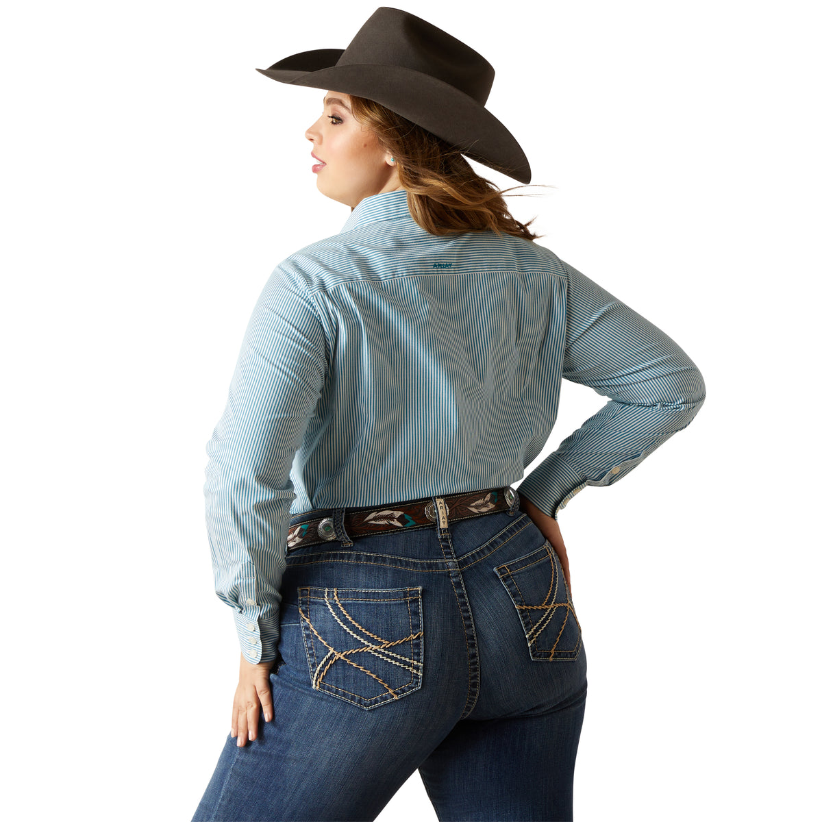 Ariat Womens WR Kirby Stretch Shirt - Crystal Teal Stripe