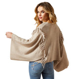 Ariat Womens Lia Poncho Sweater - Oatmeal Heather