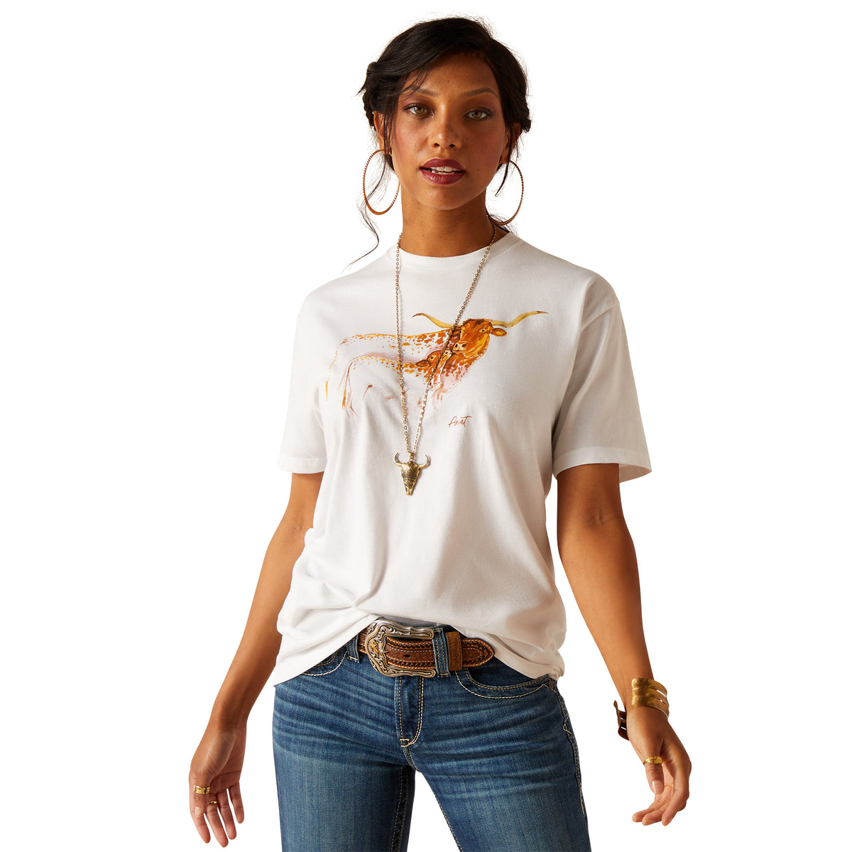 Ariat Womens Maternal Cow Tee - White