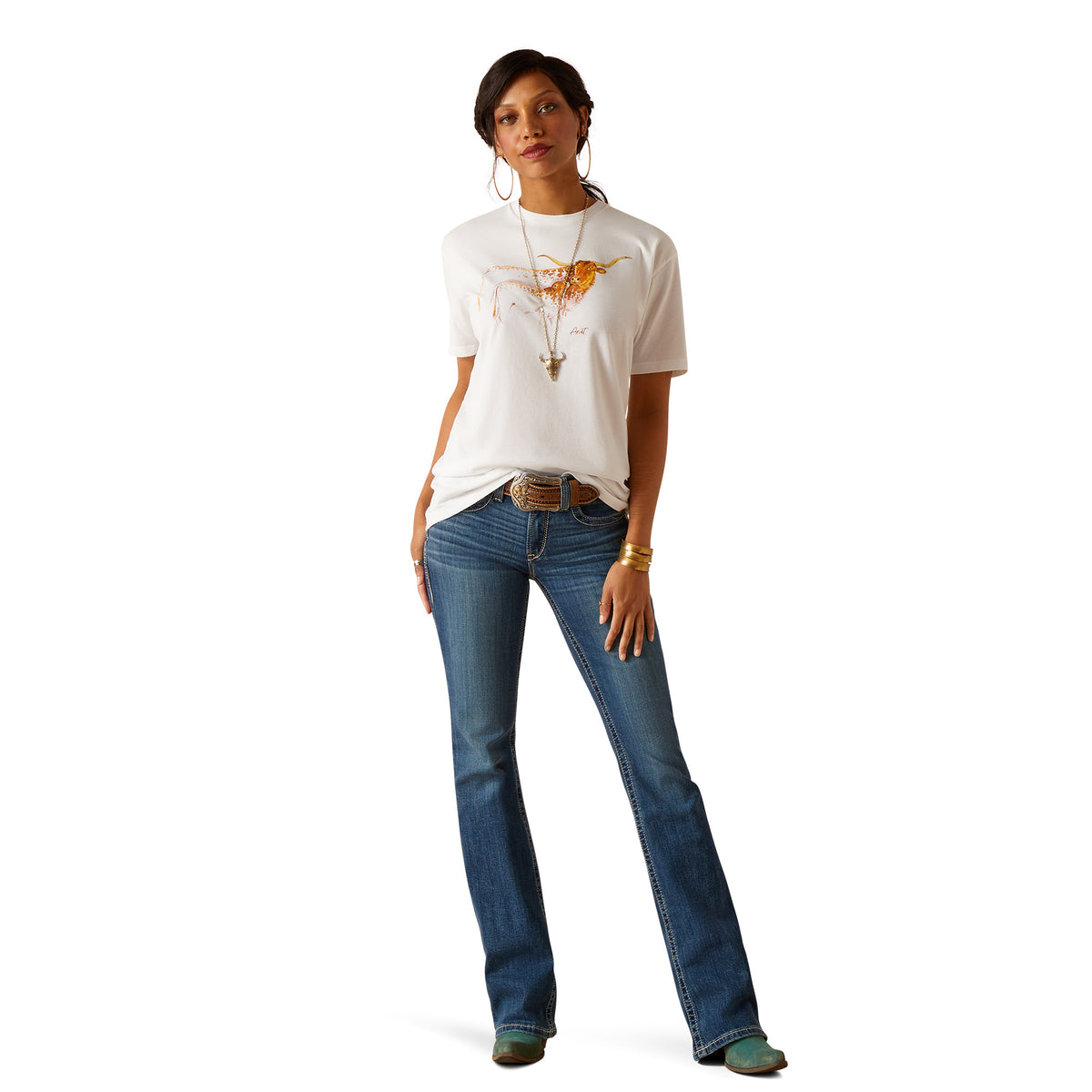 Ariat Womens Maternal Cow Tee - White