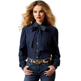 Ariat Womens Puff Sleeve Denim Shirt - Storm Dark