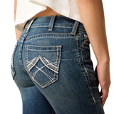 Ariat Womens Real Mid Rise Boot Cut Stretch Jean - Whipstitch Ocean