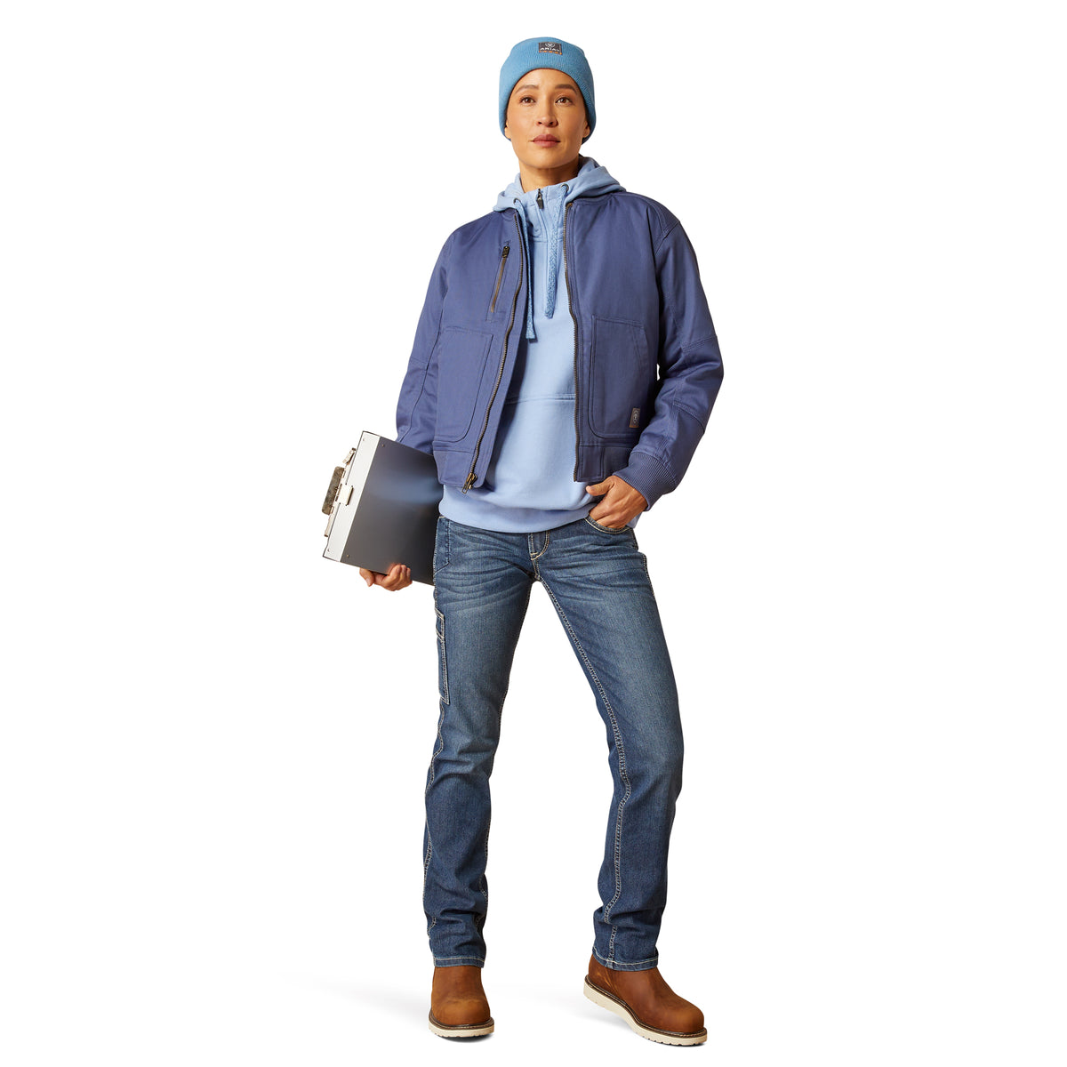 Ariat Womens Rebar Stretch Canvas Bomber Jacket- Blue Indigo