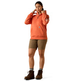 Ariat Womens Rebar Lightweight Logo 1/2 Zip Hood - Languinisto Heather/Trophical Peach