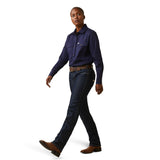 Ariat Womens Rebar Half Button Work Shirt - Navy