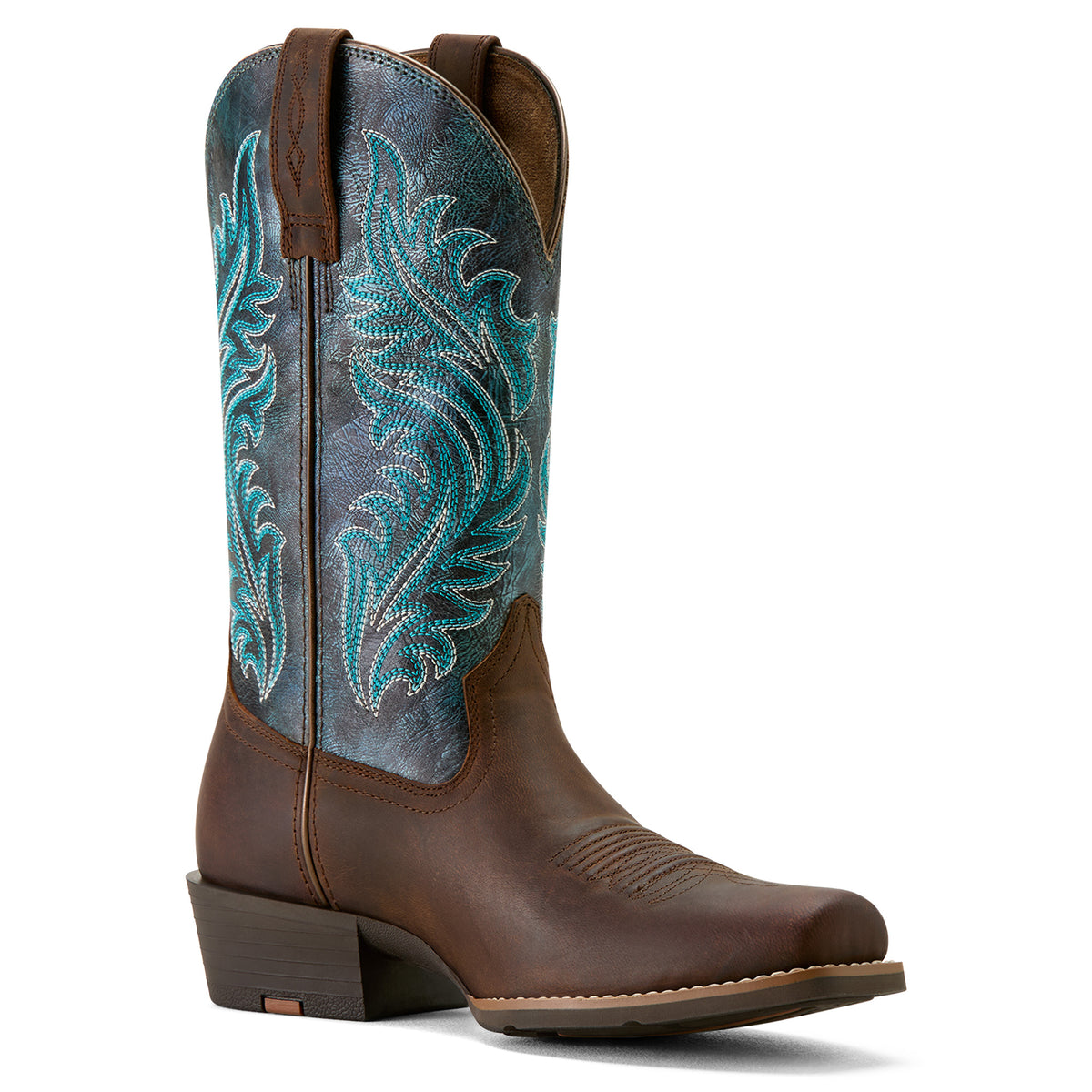 Ariat Womens Round Up Narrow Cutter Toe - Sassy Brown/Ocean Wave
