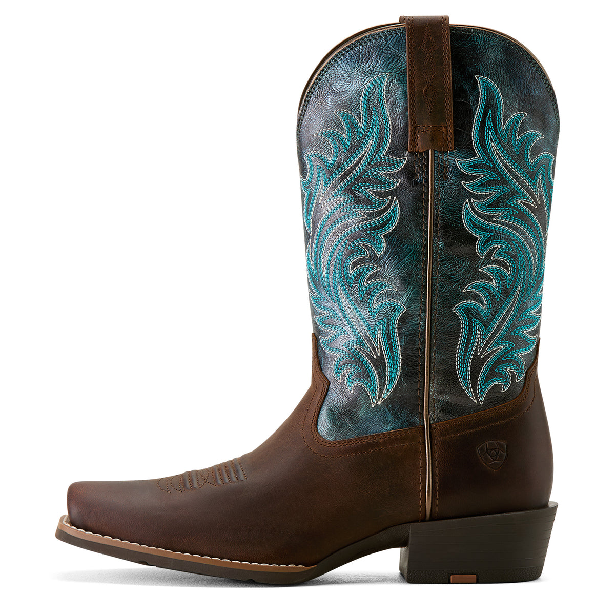 Ariat Womens Round Up Narrow Cutter Toe - Sassy Brown/Ocean Wave