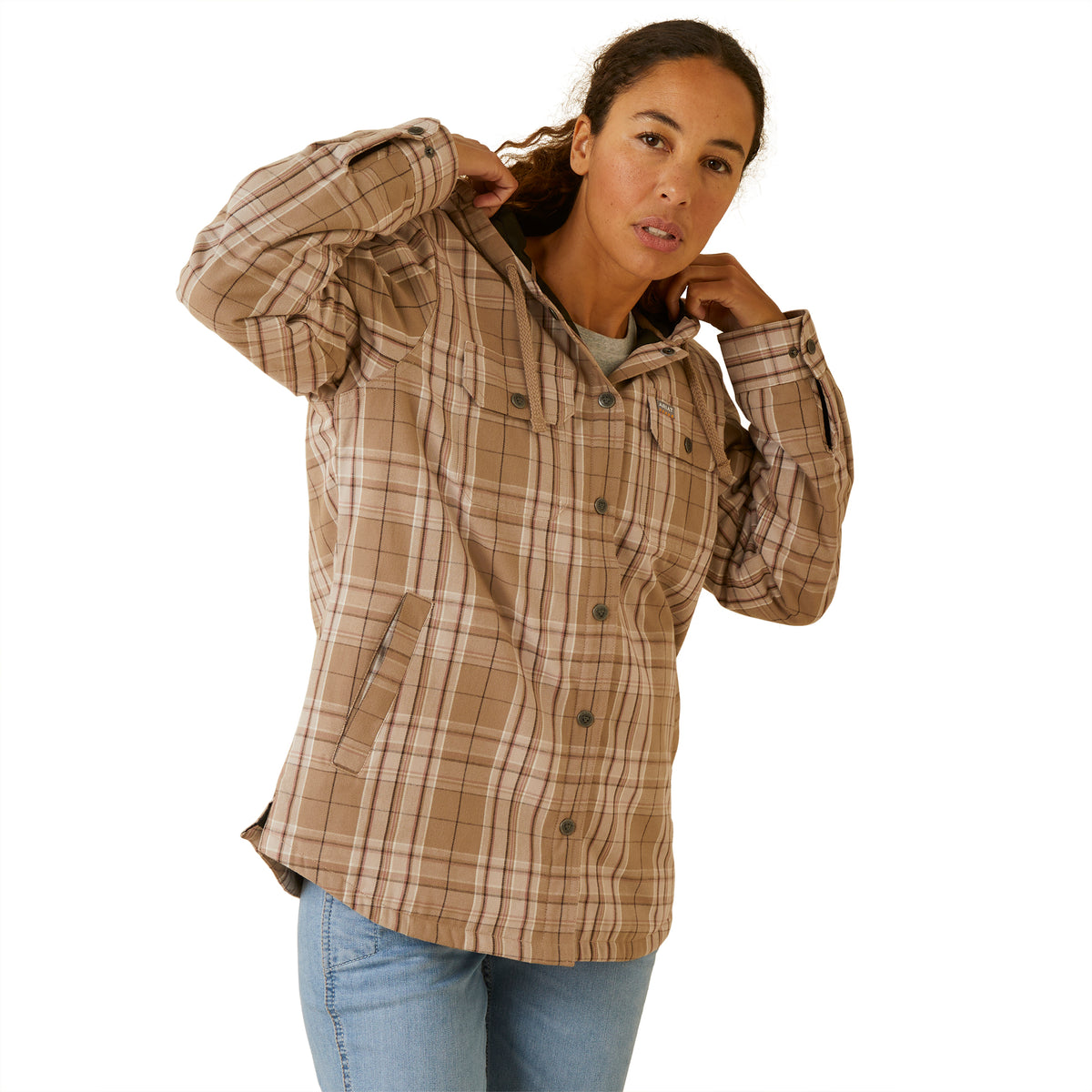 Ariat Womens Rebar Flannel Shirt Jacket - Fossil Plaid