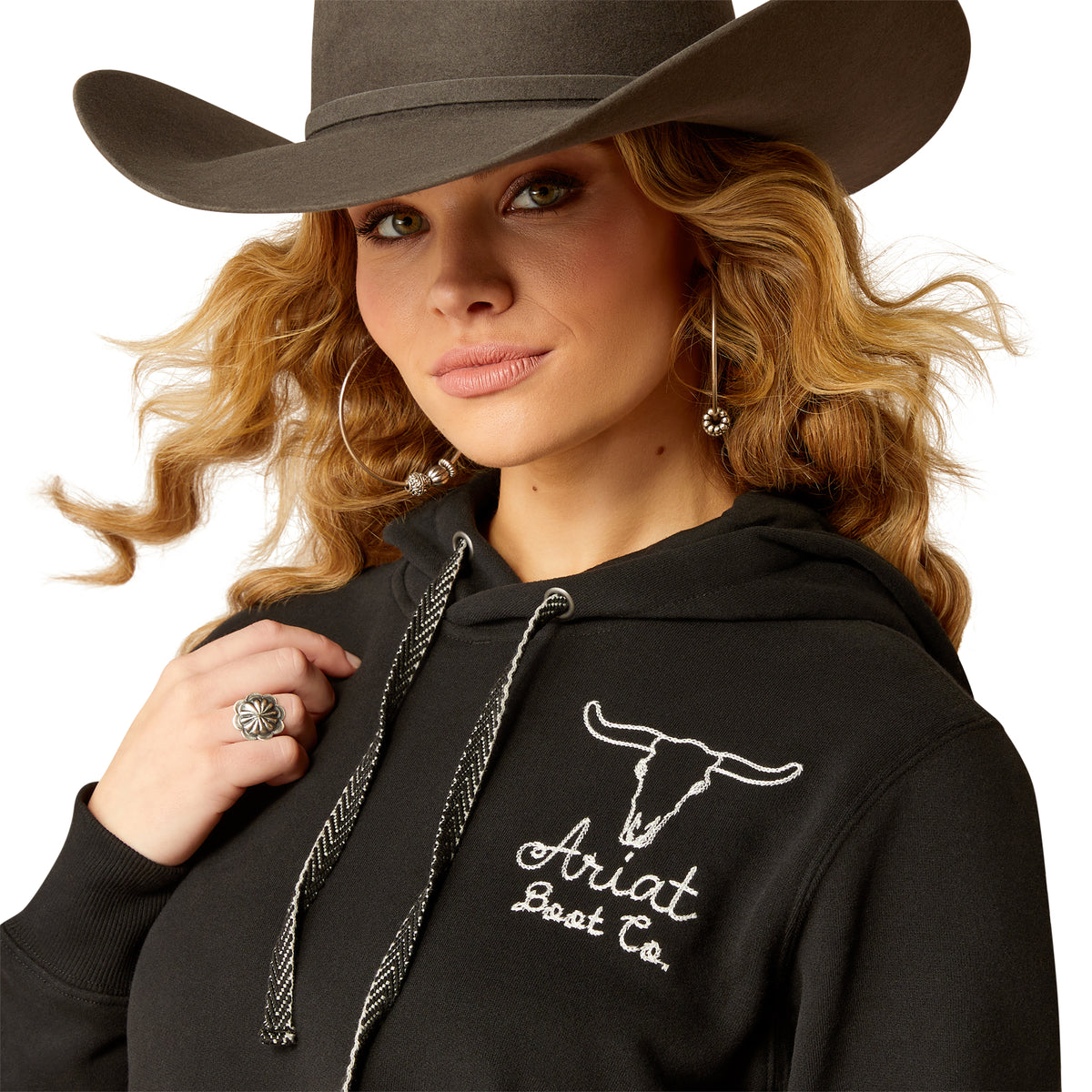 Ariat Womens Steer Stitch Hoodie - Black