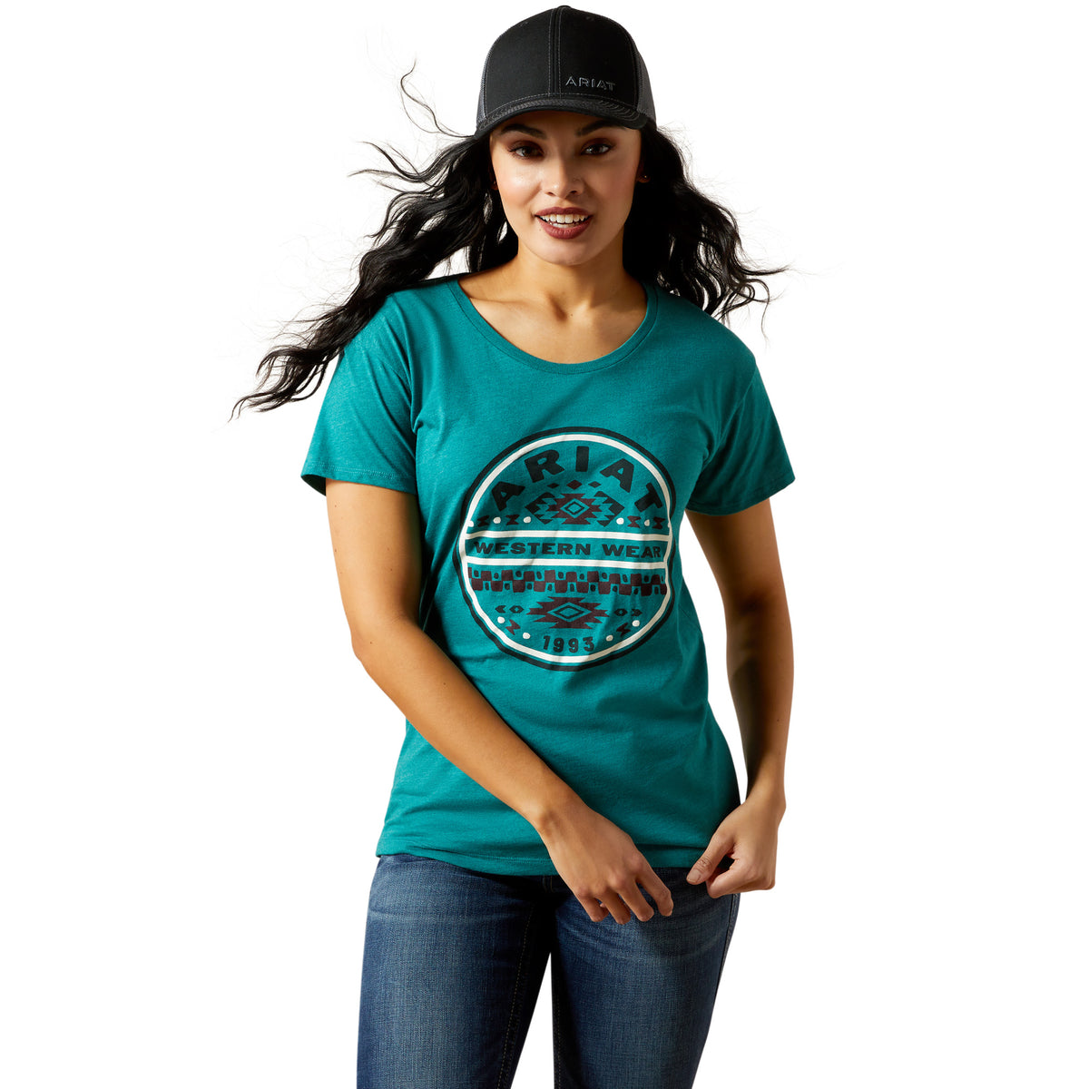 Ariat Womens SW Brand Lockup Tee - Teal Green Heather