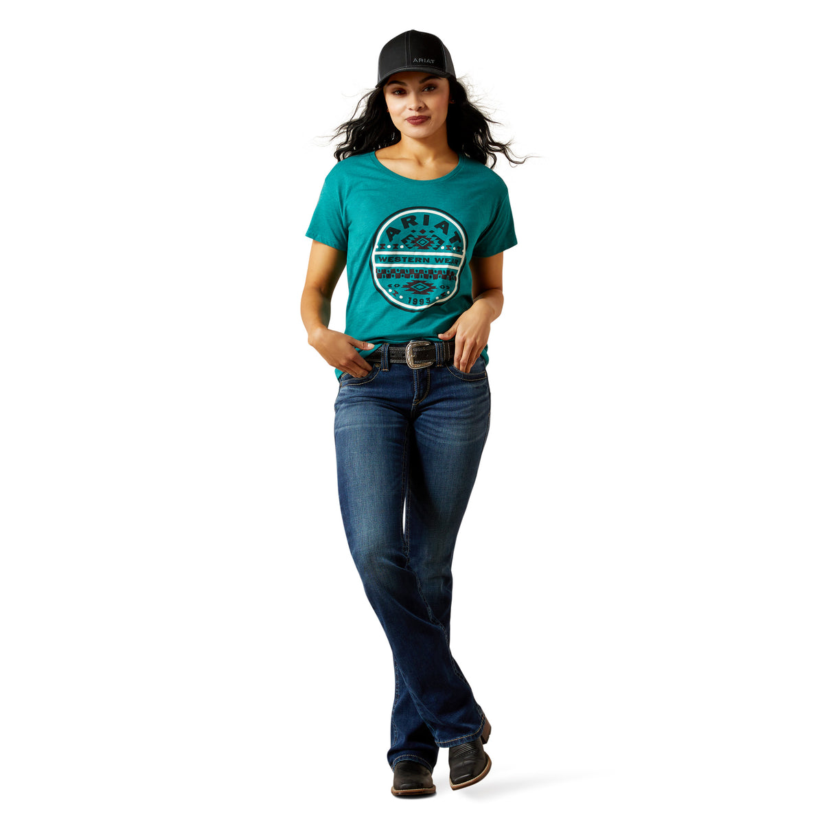 Ariat Womens SW Brand Lockup Tee - Teal Green Heather