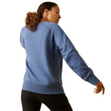 Ariat Womens Rebar Workman Washed Fleece Sweatshirt - Bijou Blue Heather