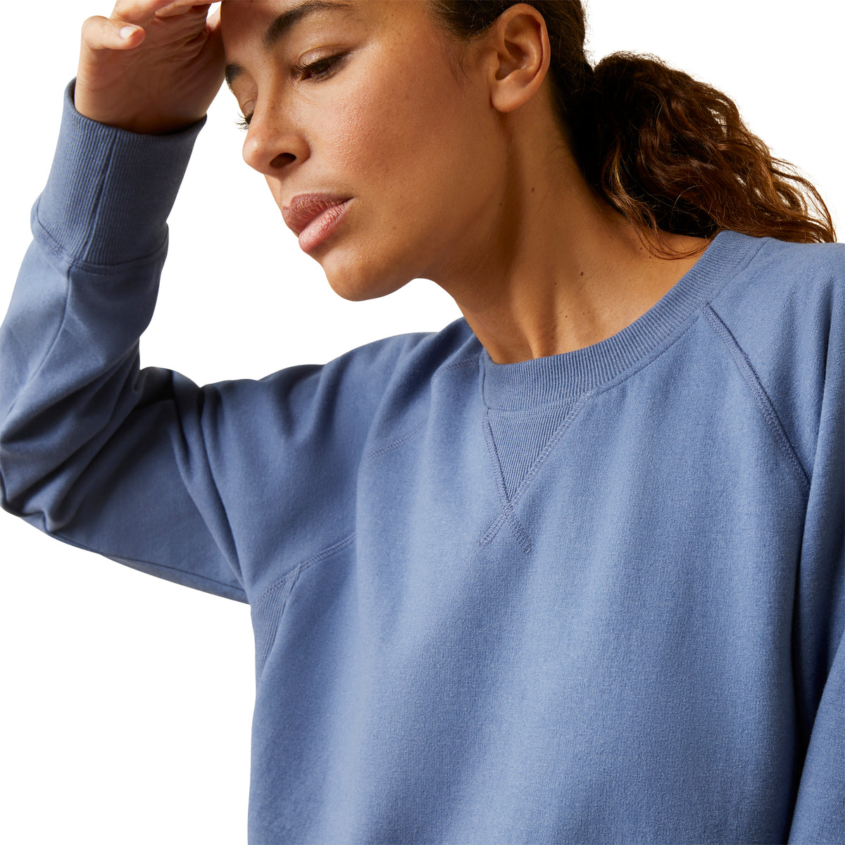 Ariat Womens Rebar Workman Washed Fleece Sweatshirt - Bijou Blue Heather