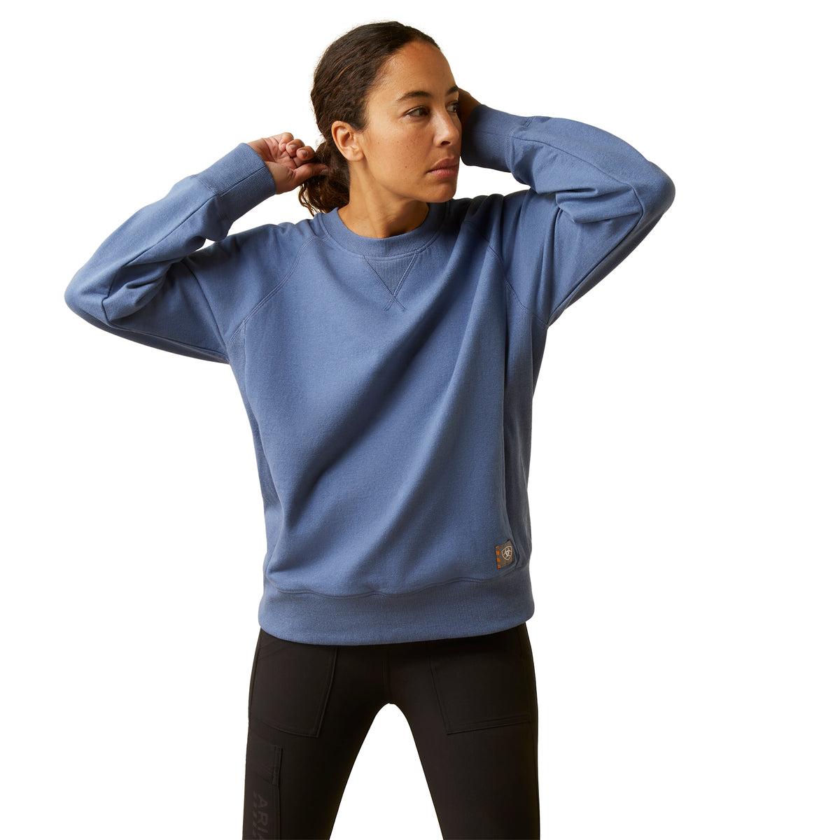 Ariat Womens Rebar Workman Washed Fleece Sweatshirt - Bijou Blue Heather