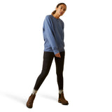 Ariat Womens Rebar Workman Washed Fleece Sweatshirt - Bijou Blue Heather
