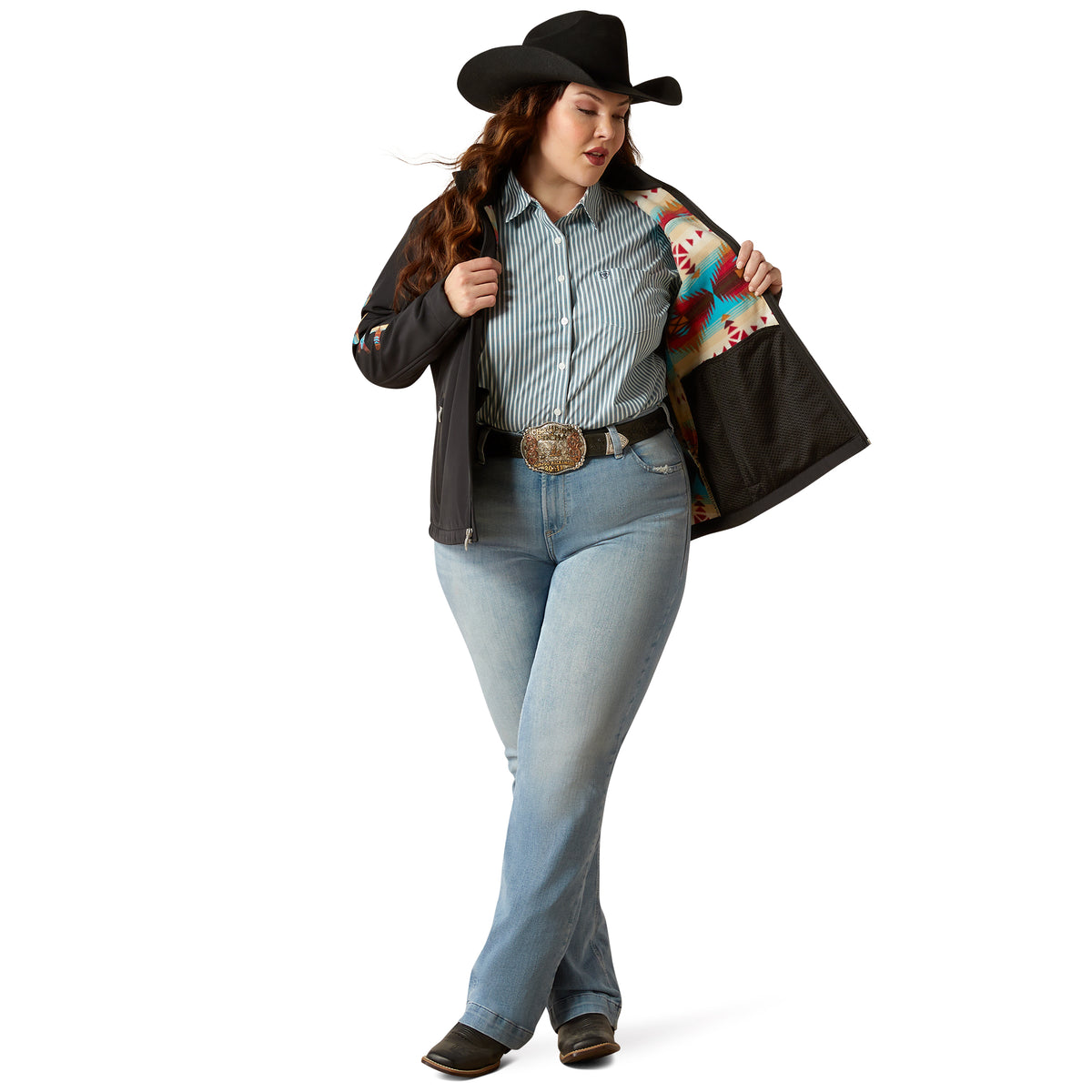 Ariat Womens New Team Softshell Jacket - Black/Serrano