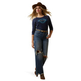 Ariat Womens Tucson Baseball Long Sleeve Tee - Navy