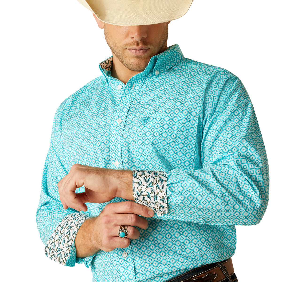 Ariat Mens Wrinkle Free Stanley Shirt - Peacock Blue