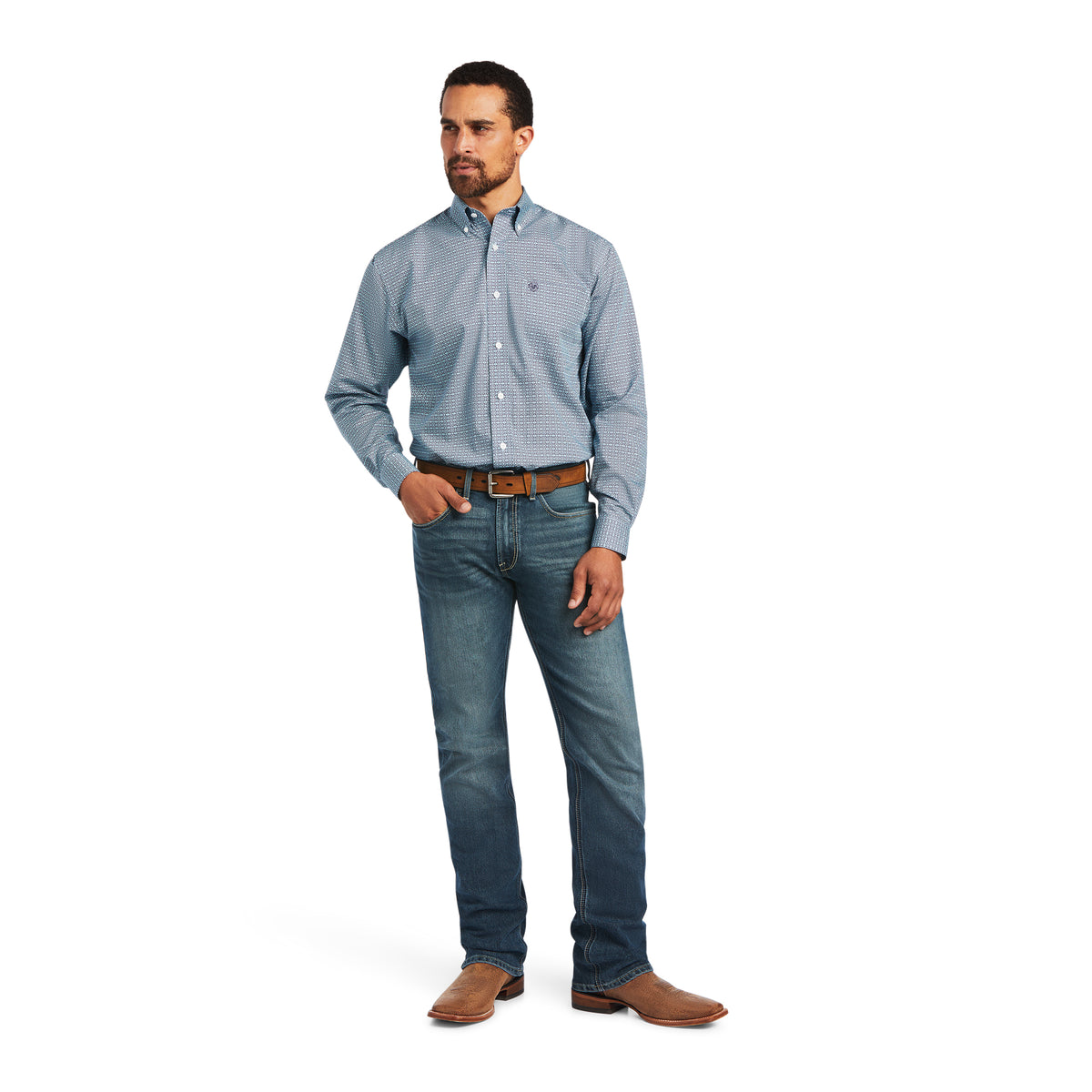 Ariat Mens Wrinkle Free Yoel Classic Shirt - Odyssey Grey