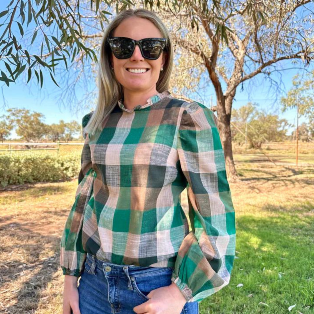 Black Colt Womens Brooke Shirt- Green Check