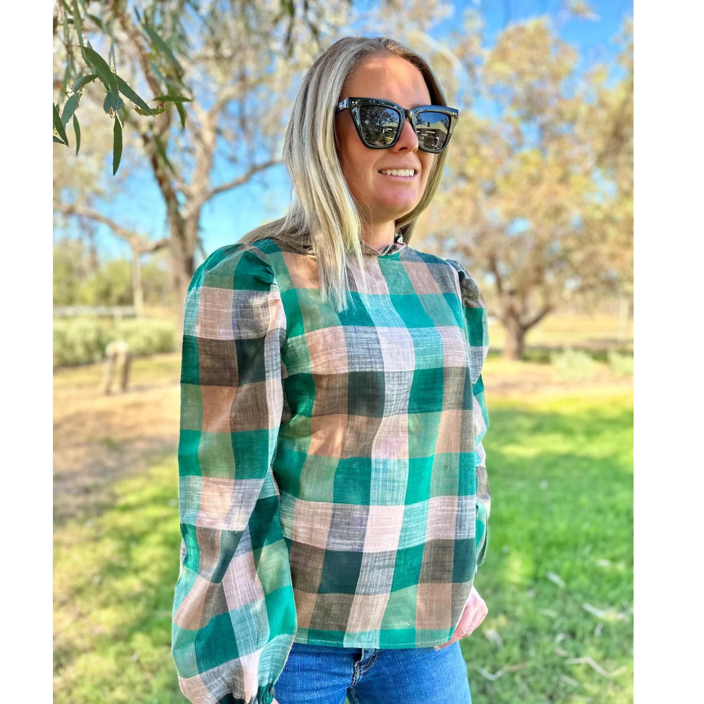 Black Colt Womens Brooke Shirt- Green Check