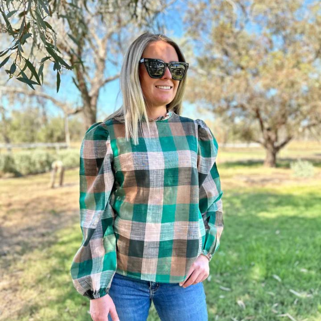 Black Colt Womens Brooke Shirt- Green Check