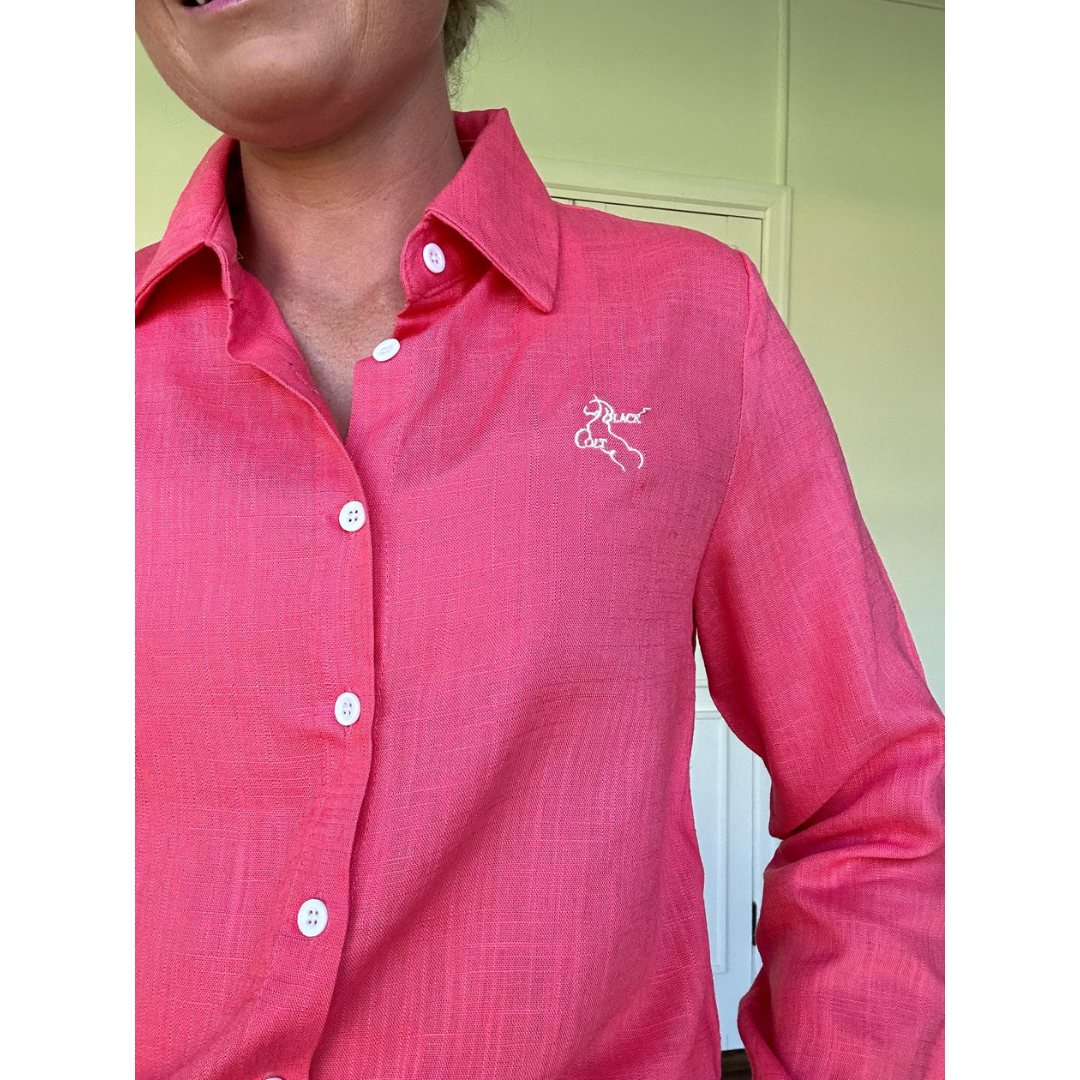 Black Colt Womens Ellie Linen Shirt - Pink