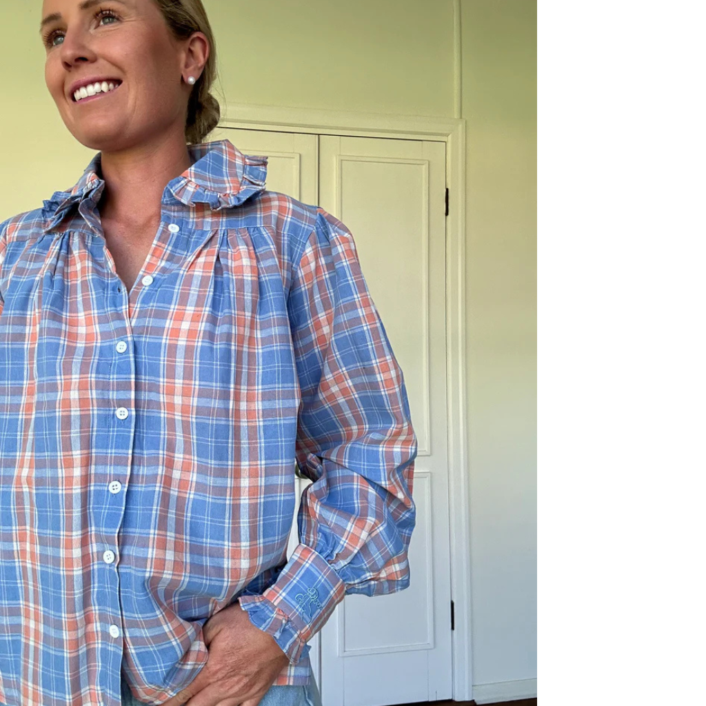 Black Colt Womens Frankie Shirt - Blue/Orange Check