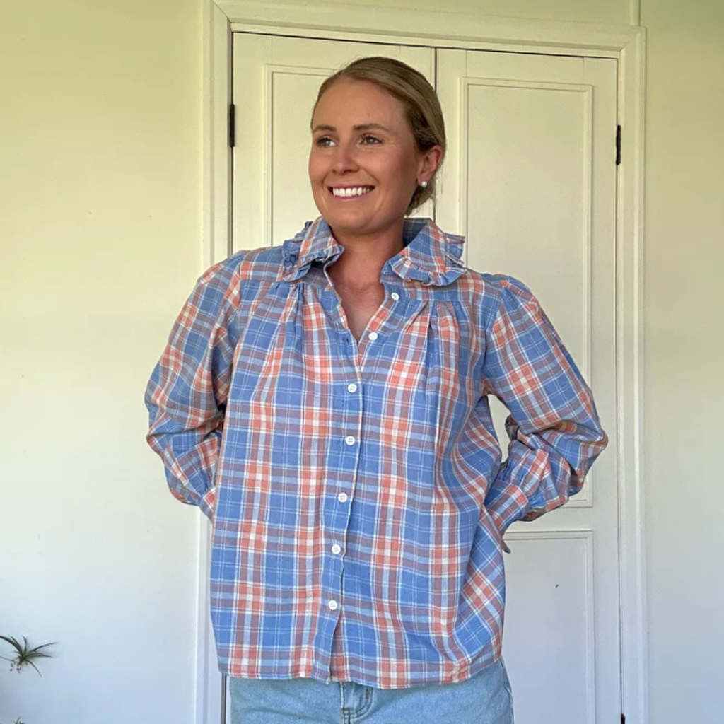 Black Colt Womens Frankie Shirt - Blue/Orange Check