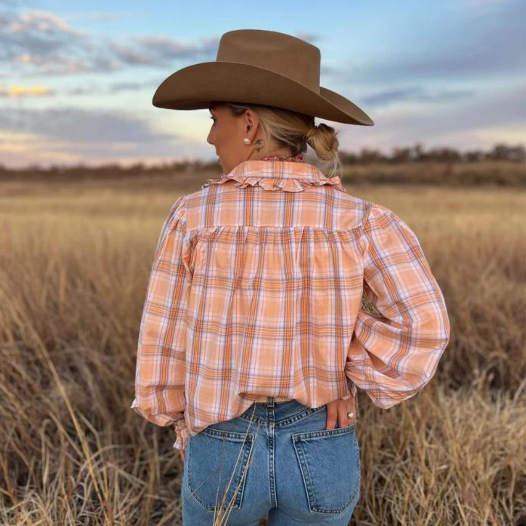 Black Colt Womens Frankie Shirt - Orange Plaid